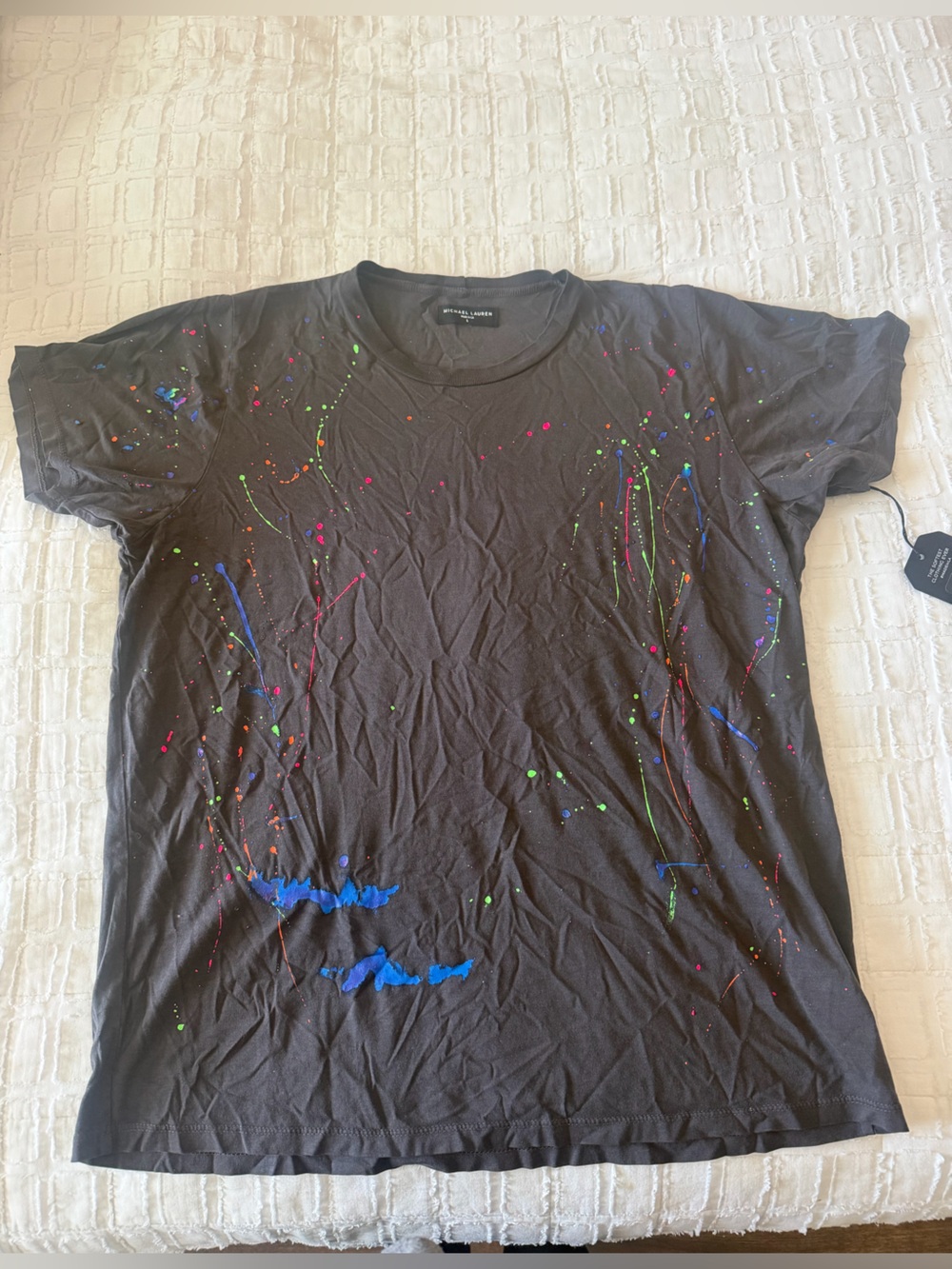 Black Paint-Splatter paint shirt by Michael Lauren size Large